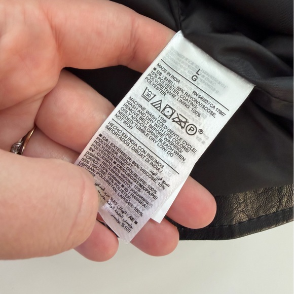 Old Navy Jacket Womens Large Black Faux Leather Moto Biker New - Picture 6 of 8